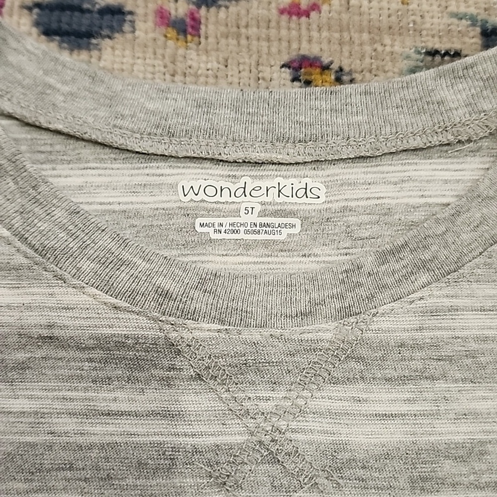 WonderKids Gray Striped Henley Long Sleeve Shirt Boys Size 5T (Per Shirt) - Picture 2 of 8